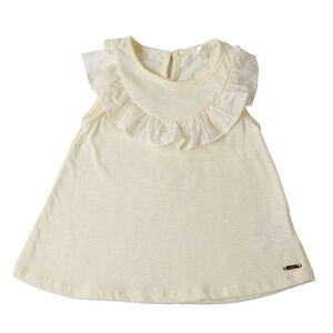 Tahari Top Girl 3T Light Yellow Cotton Round Neck Ruffled Sleeveless Pullover